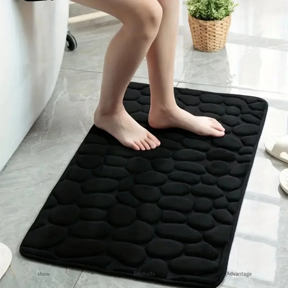 Memory Foam Cobblestone Embossed Bath Rug Mat - Picture 5 of 6